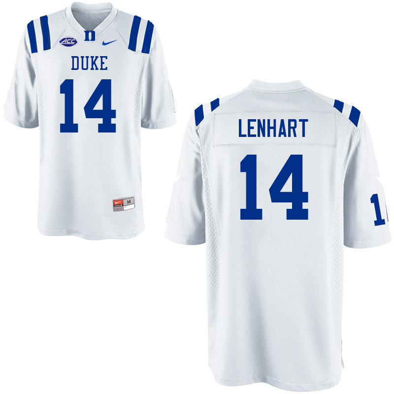 Men #14 Ty Lenhart Duke Blue Devils College Football Jerseys Sale-White